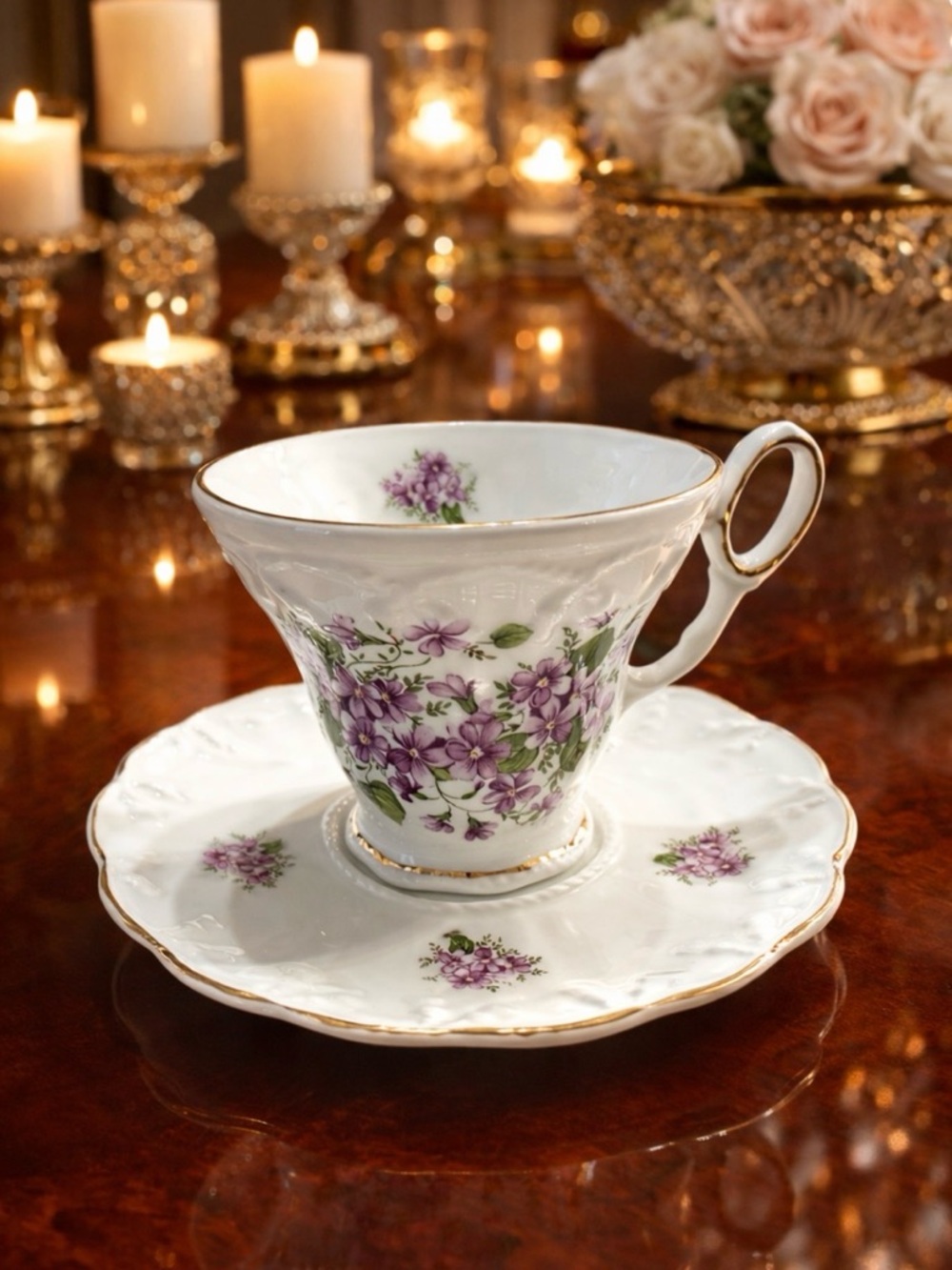 Vintage Crown Dorset Staffordshire England Tea Cup and Saucer Set